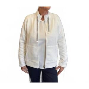 NEW PICADILLY zip front jacket in off white